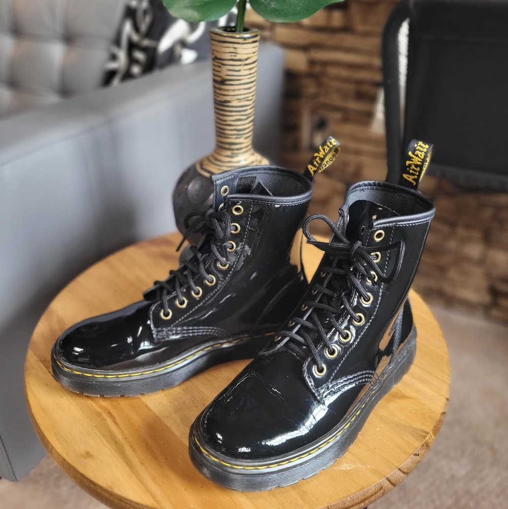 Dr Martins Black Patent Leather Boots